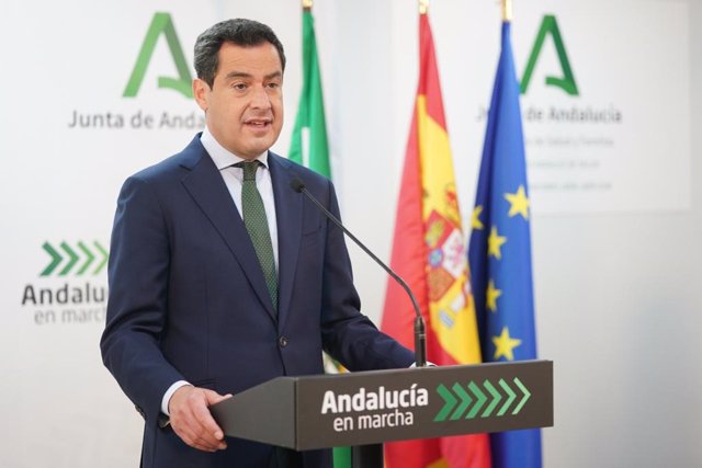 El presidente de la Junta de Andalucía, Juanma Moreno, este viernes en Jaén.