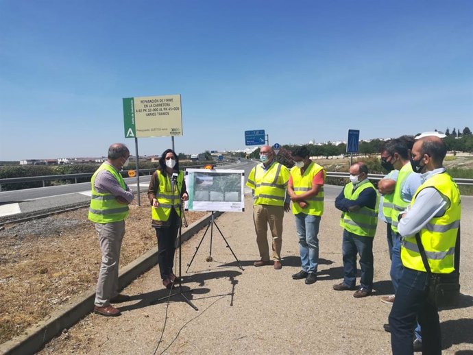 Visita a las obras de reparación en la A-92 entre los municipios de Arahal y Paradas