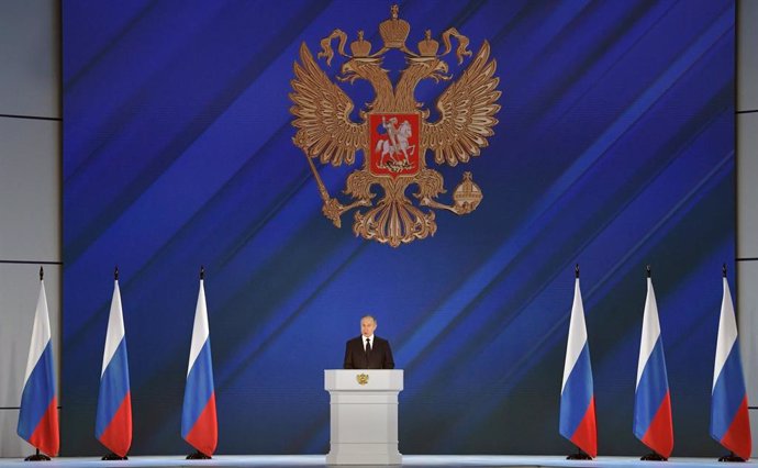Vladimir Putin durante su discurso anual ante el Parlamento ruso.