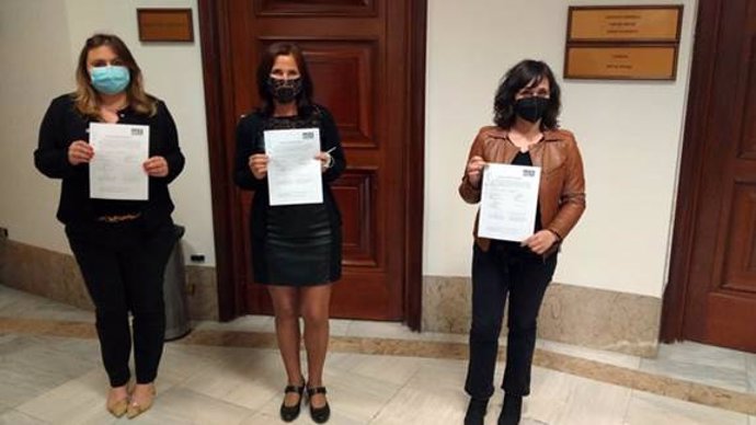 Noemí Villagrasa, Luz Martínez Seijo y María Guijarro, tras el registro de la PNL del PSOE para reforzar el papel de la educción
