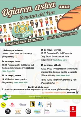 Cartel con la programación de la 'Semana del Pan' en Irala y Ametzola, en Bilbao.