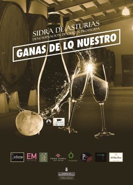 Archivo - Cartel de la campaña navideña de DOP Sidra de Asturias.