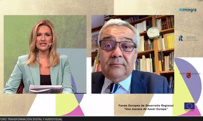 Imagen de la conferencia online ofrecida por el director general de la patronal de las telecos de España