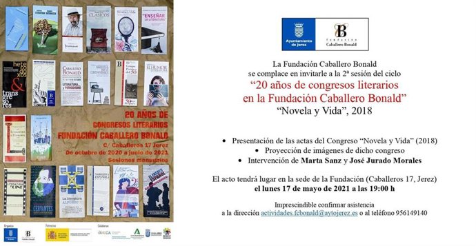 Cartel anunciador de la rememoración del congreso literario de 2018 en la Fundación Caballero Bonald.