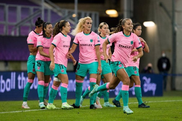 El Bara Femení durante la victoria sobre el Chelsea (0-4) en la final de la Liga de Campeones femenina de 2021, disputada en el Gamla Ullevi de Gotemburgo (2021)
