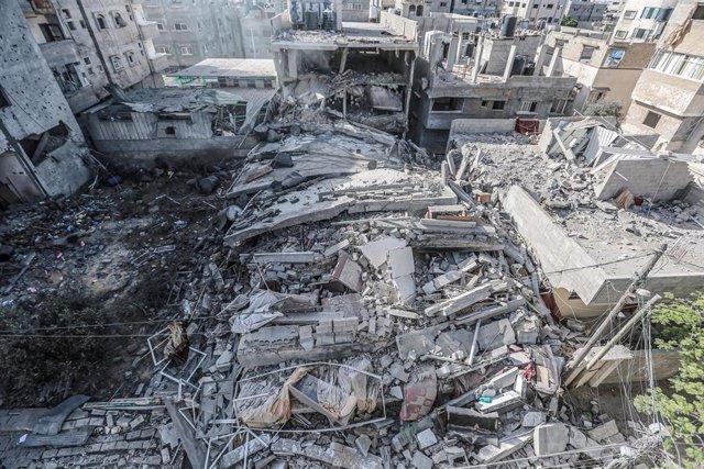 Edificio derribado en Gaza por los bombardeos del Ejército de Israel contra la Franja