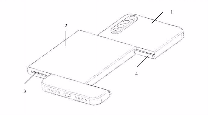 Imagen del diseño de teléfono modular patentado por Xiaomi
