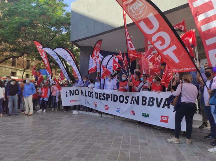 Protesta de trabajadores de BBVA