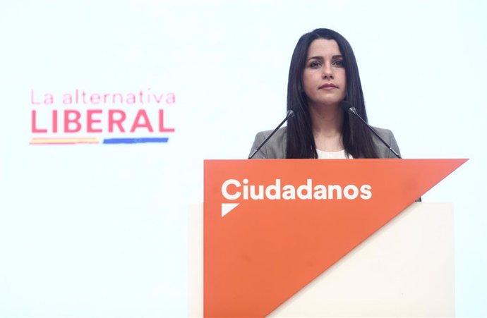 La líder de Ciudadanos, Inés Arrimadas, interviene en una rueda de prensa posterior a la reunión del Comité Ejecutivo del partido, a 17 de mayo de 2021, en Madrid (España).