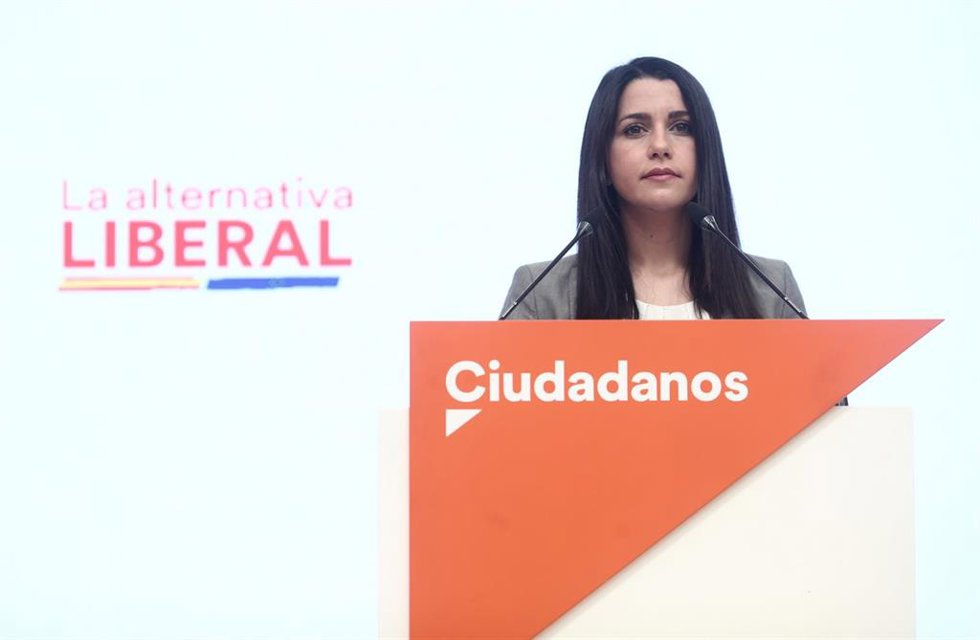 La líder de Ciudadanos, Inés Arrimadas, interviene en una rueda de prensa posterior a la reunión del Comité Ejecutivo del partido, a 17 de mayo de 2021, en Madrid (España).