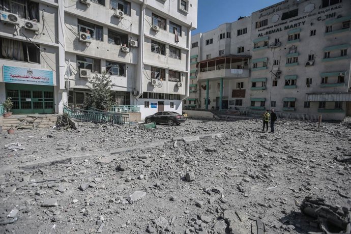 Daños en la sede del Ministerio de Sanidad de Gaza tras un bombardeo de Israel contra la Franja