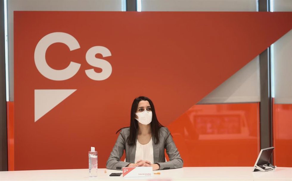 La presidenta de Ciudadanos, Inés Arrimadas, en una reunión del Comité Ejecutivo del partido.