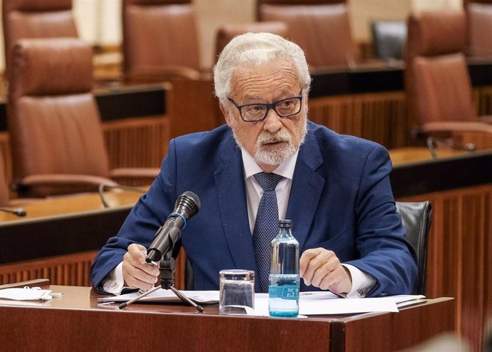 Jesús Maeztu en la presentación del Informe Anual 2020 ante la Comisión de Nombramientos, Relaciones con el Defensor del Pueblo Andaluz y Peticiones celebrada en el Parlamento andaluz, foto de archivo