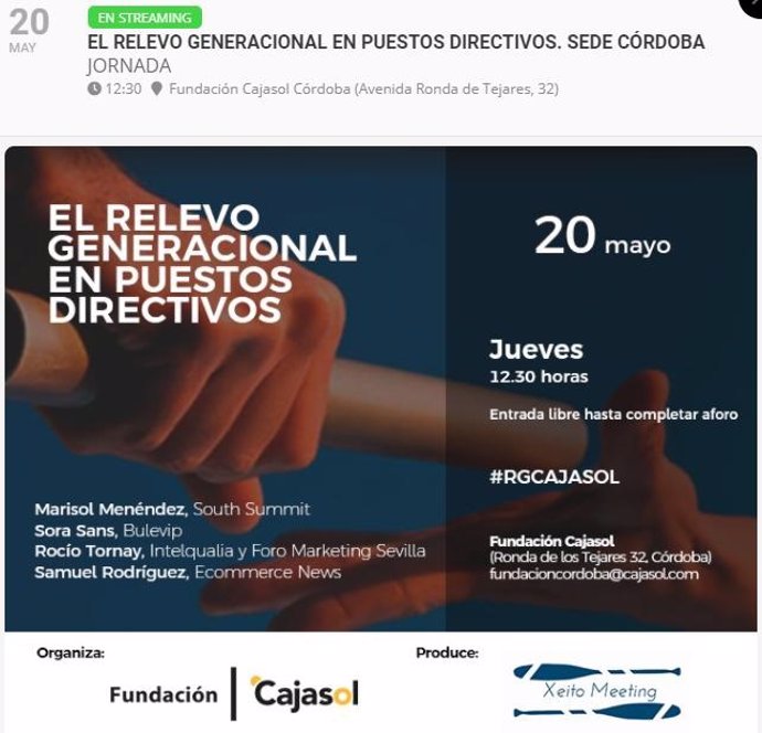 Imagen promocional del foro de la Fundación Cajasol sobre 'El relevo generacional en puestos directivos'.
