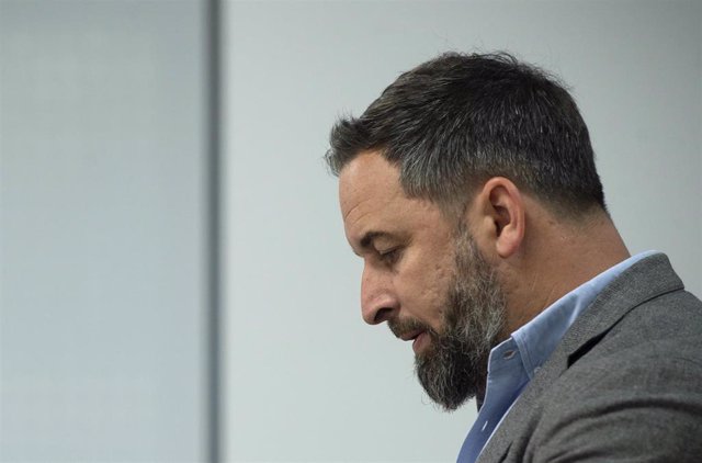 El presidente de Vox, Santiago Abascal, durante una rueda de prensa tras la reunión del Comité de Acción Política del partido, a 5 de mayo de 2021, en Madrid (España). La reunión tiene lugar un día después de las elecciones a la Asamblea de Madrid, en las