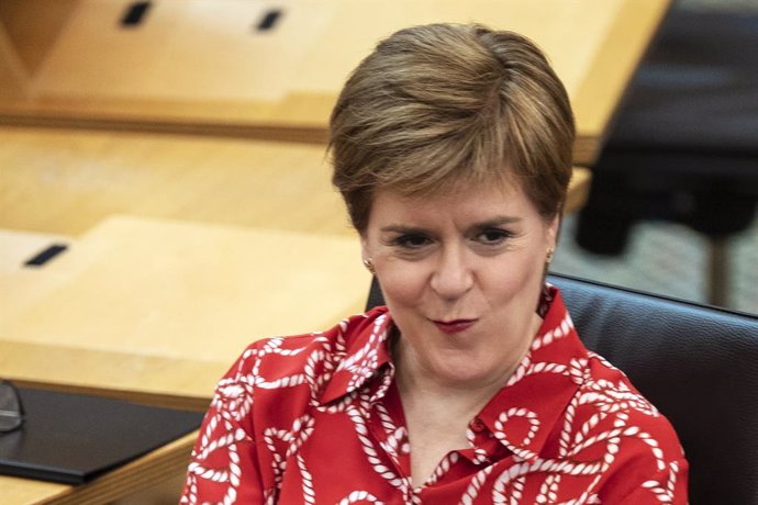 14 May 2021, United Kingdom, Edinburgh: Scottish First Minister and Scottish National Party (SNP) leader Nicola Sturgeon attends the election of the new Deputy Presiding Officer at the Scottish Parliament. Photo: Andy Buchanan/PA Wire/dpa