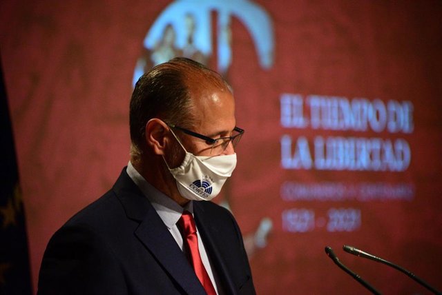 Luis Fuentes inaugura el Congreso Internacional 'El tiempo de la libertad. Comuneros V Centenario 1521-2021'.