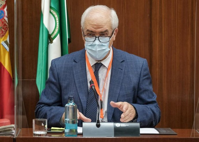 El presidente de la Federación de Centros de Enseñanza Privada en Andalucía, Leandro García Reche, en comisión parlamentaria.