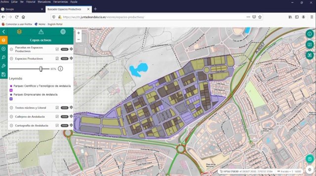 Captura de pantalla del nuevo visor cartográfico de espacios productivos.