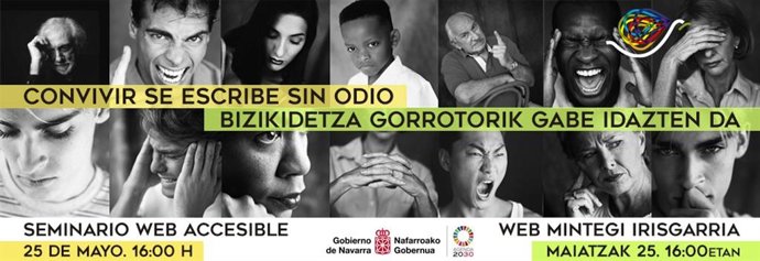 Cartel del seminario online sobre los discursos de odio organizado por el Gobierno de Navarra