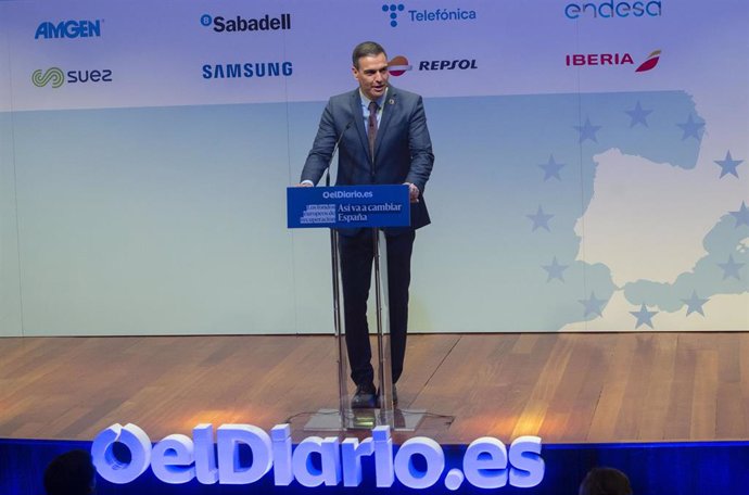El presidente del Gobierno, Pedro Sánchez interviene en la clausura de la Jornada sobre Los fondos europeos de recuperación: así va a cambiar España organizado por Eldiario.es