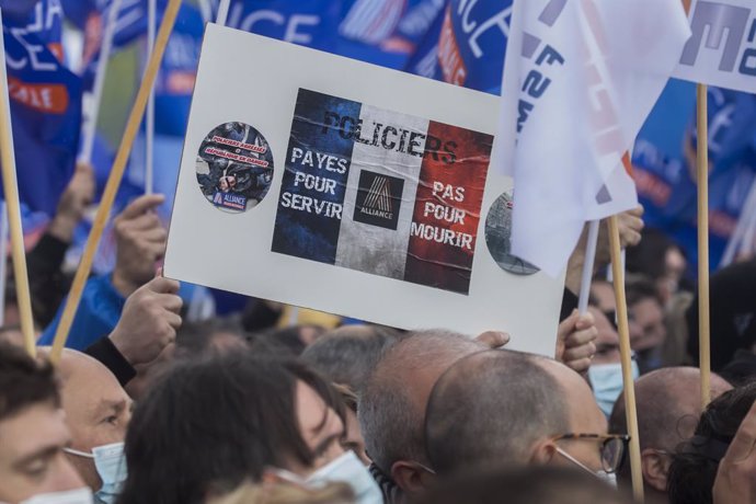 Manifestación de la Policía en París.