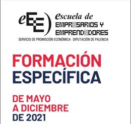 Cartel de la Escela de Empresarios de la Diputación de Palencia.