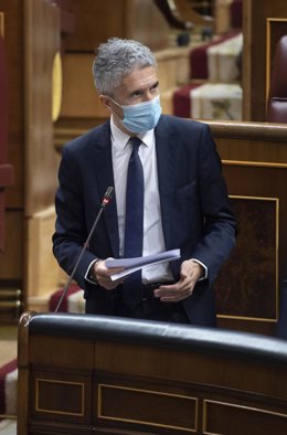 El ministro del Interior, Fernando Grande-Marlaska, interviene en una sesión de control al Gobierno en el Congreso