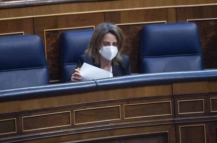 La vicepresidenta cuarta y ministra para la Transición Ecológica y el Reto Demográfico, Teresa Ribera, en una sesión plenaria en el Congreso de los Diputados, a 20 de mayo de 2021, en Madrid, (España). Durante esta sesión se debate, entre otras cuestion