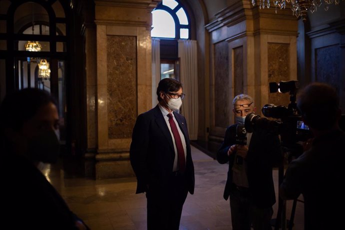 Salvador Illa (PSC) en el Parlament durante el debate de investidura de Pere Aragons (ERC).