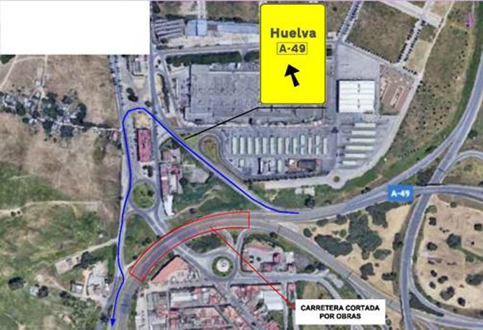 Cortes nocturnos de tráfico en la A-49 y la N-630 por las obras del enlace de La Pañoleta