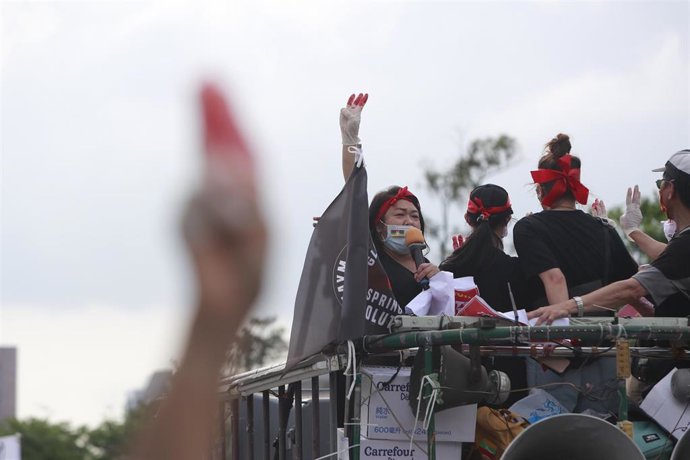 Protestas en Taiwán contra la junta militar birmana 