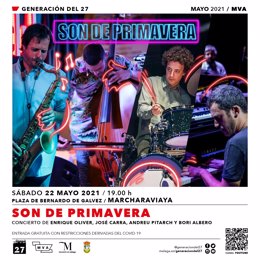 Cartel de los conciertos del ciclo Son de Primavera de la Diputación con Enrique Oliver Quartet en Macharaviaya