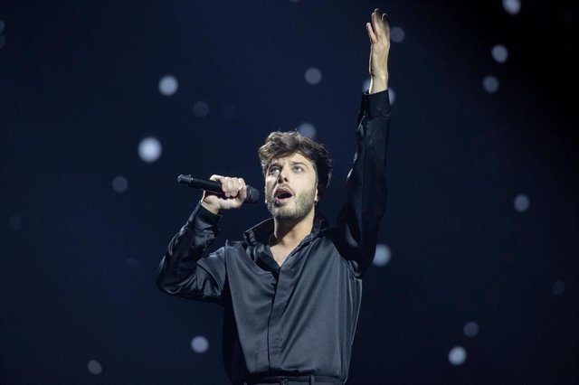 Blas Cantó, en un ensayo para Eurovisión 2021.