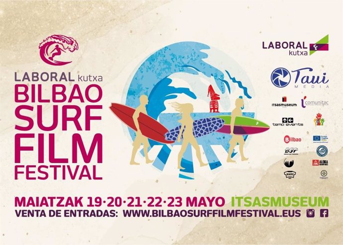 Cartel de la segunda edición del Laboral Kutxa Bilbao Surf Film Festival