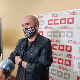 El secretario general de CC.OO., Unai Sordo, en el XII Congreso del sindicato en Galicia