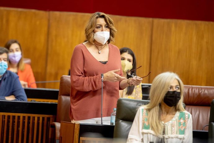 La secretaria general del PSOE,A, Susana Díaz, en el Parlamento andaluz