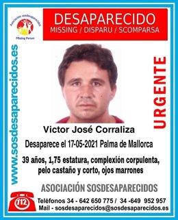 El hombre desaparecido, Víctor José Corraliza, visto por última vez el pasado 17 de mayo en Palma.
