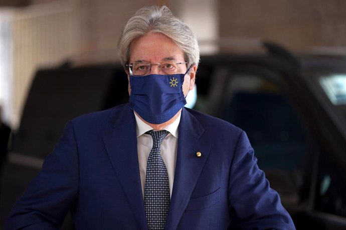 HANDOUT - 21 May 2021, Portugal, Lisbon: European Commissioner for Economy Paolo Gentiloni attends a meeting of eurozone finance ministers. Photo: Hugo Delgado/European Council/dpa - ATTENTION: editorial use only and only if the credit mentioned above i