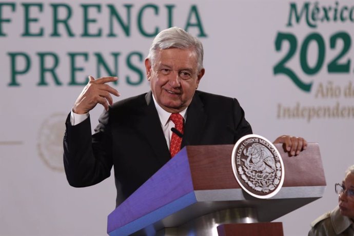21 May 2021, Mexico, Mexico City: Mexican President Andres Manuel Lopez Obrador speaks during his daily press conference at the National Palace. Photo: Carlos Mejaa/El Universal via ZUMA Wire/dpa