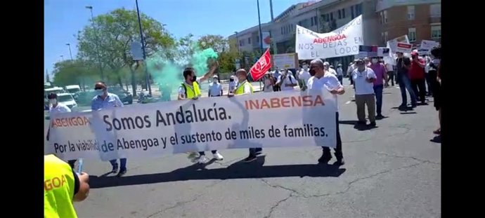 Protesta de trabajadores de Abengoa.