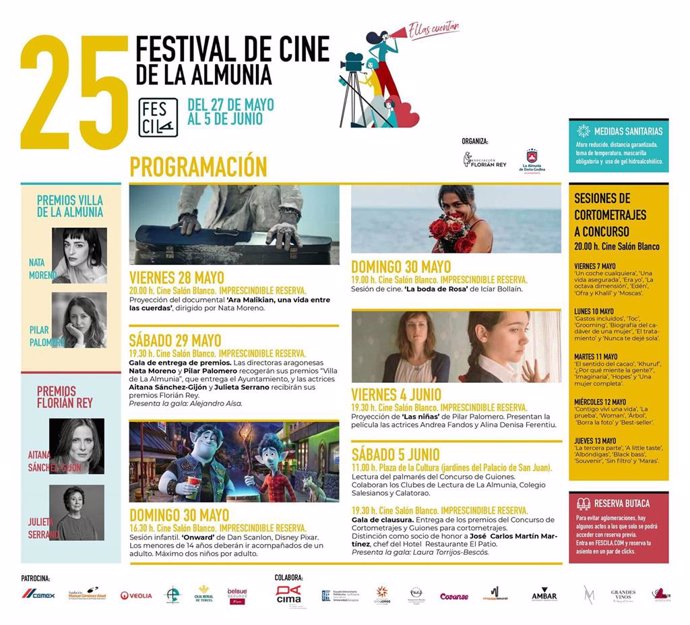 El Festival de Cine de La Almunia se reprograma tras el desconfinamiento de Valdejalón.