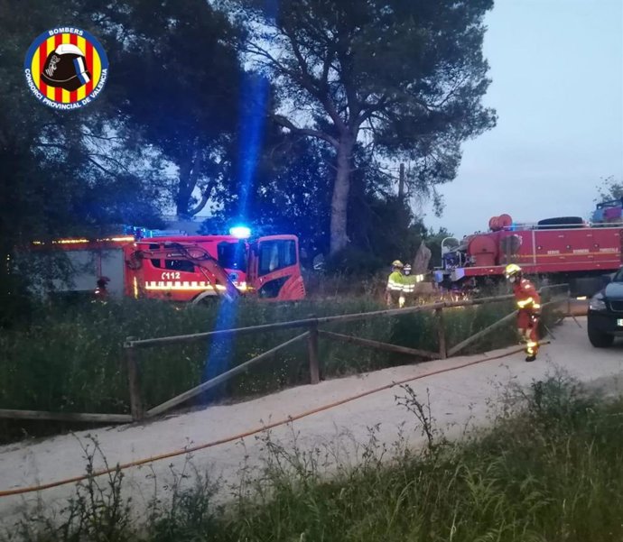Los bomberos intervienen a un incendio forestal en Riba-roja de Túria (Valencia)
