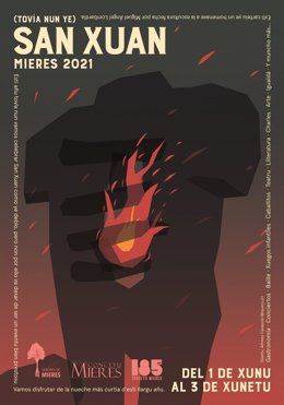 Cartel de San Xuan en Mieres, diseñado por Alfredo Casasola