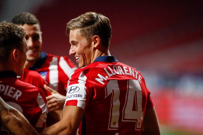 Archivo - Marcos Llorente of Atletico de Madrid celebrates a goal during the spanish league, La Liga, football match played between Atletico de Wanda Metropolitano stadium on October 24, 2020 in Madrid, Spain.