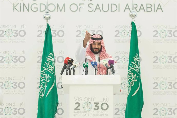 22 April 2021, Saudi Arabia, Riyadh: Crown Prince of Saudi Arabia Mohammed bin Salman takes part in an event on the occasion of Earth day. Photo: -/Saudi Press Agency/dpa