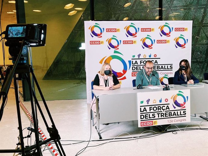 Rueda de prensa de CC.OO. De Catalunya durante su 12 Congreso.