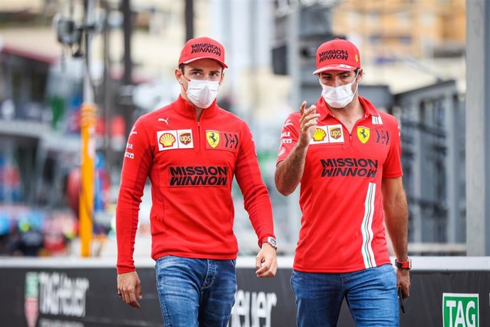 LECLERC Charles (mco), Scuderia Ferrari SF21, SAINZ Carlos (spa), Scuderia Ferrari SF21, portrait during the 2021 Formula One World Championship, Grand Prix of Monaco from on May 20 to 23 in Monaco - Photo Antonin Vincent / DPPI