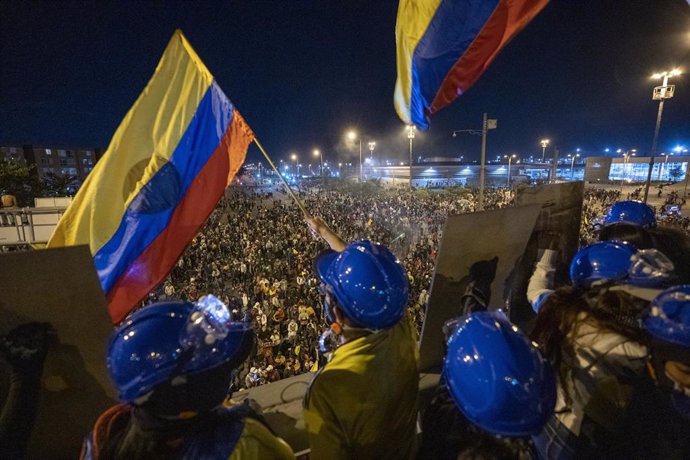 Manifestación durante el paro nacional indefinido contra el Gobierno en Colombia