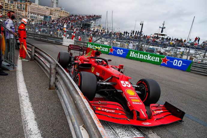 55 SAINZ Carlos (spa), Scuderia Ferrari SF21, action during the 2021 Formula One World Championship, Grand Prix of Monaco from on May 20 to 23 in Monaco - Photo Florent Gooden / DPPI